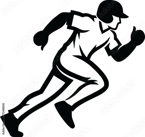 Silhouette of a baseball player sprinting at full speed, ready to advance.