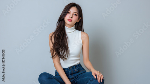 美女, 女性, 美しい, 顔, モデル, 日本, 韓国, 中国, アジア, カフェ, ファッション, 