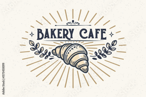 Stunning Retro Bakery Caf with Croissant - Clean and Minimalist Visual Story Great for Advertising C