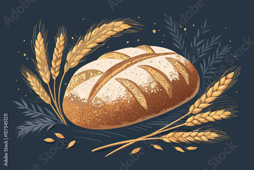 Brilliant Stylized Loaf Sourdough Bread with Crisp Crust - Elegant and Refined Visual Story Perfect 