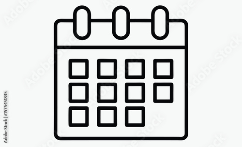 Calendar icon Silhouette, date planner, monthly schedule symbol, event reminder graphic, Calendar Icon Illustration