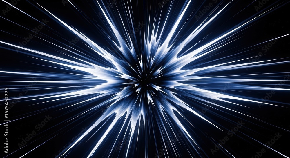 Obraz premium Dynamic Blue Light Burst Explosion in Space Theme for Technology and Science Visuals