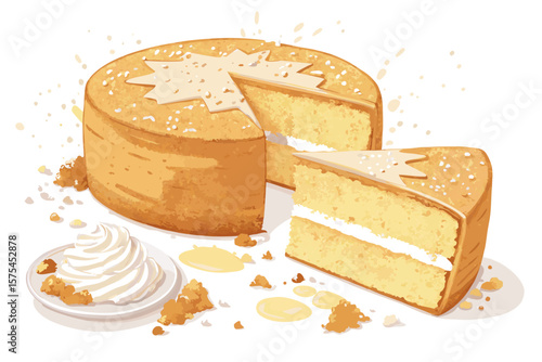 Superb Close Sponge Cake Being Sliced Crum - Elegant and Refined Visual Story Ideal for Marketing Pr