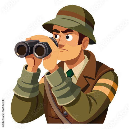 World war ii soldier with binoculars scanning the horizon for enemy forces