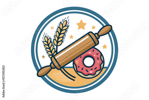 Incredible Rolling Pin Donut Wheat - Serene and Peaceful Visual Story Excellent for Print Media