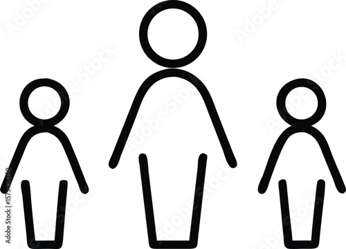 Simple Line Drawing of a Family: Mother and Two Children, Ideal for Family-Oriented Designs and Concepts.