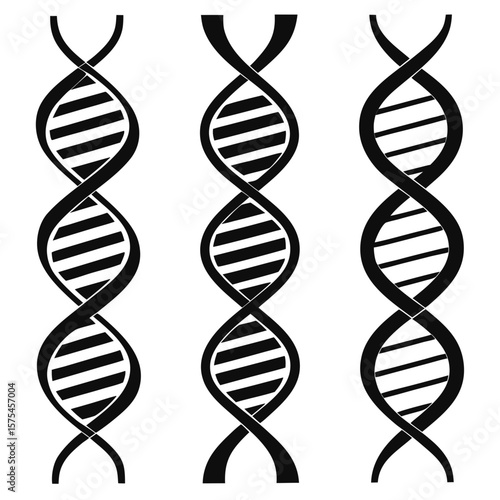 Black D N A helix strands with horizontal stripes double helix science