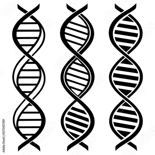 Black D N A helix symbols on white background double helix science