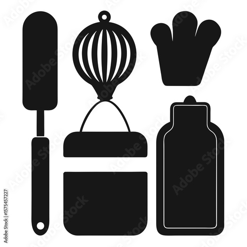Baking tools silhouette collection kitchen cooking