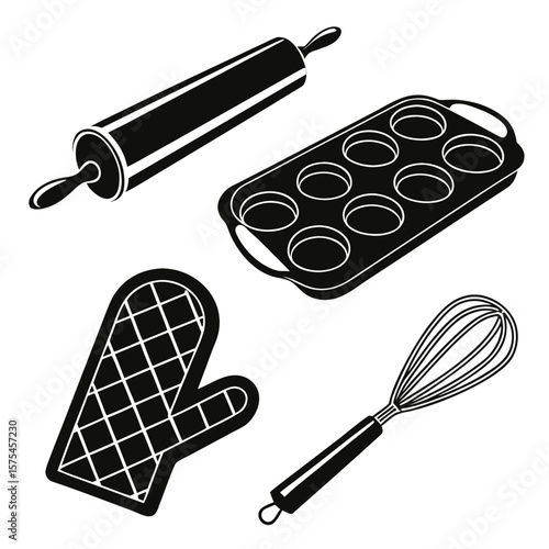Baking tools rolling pin whisk oven mitt muffin tin