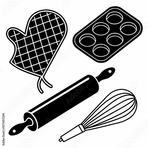 Baking Utensils Rolling Pin Whisk Muffin Tin Oven Mitt
