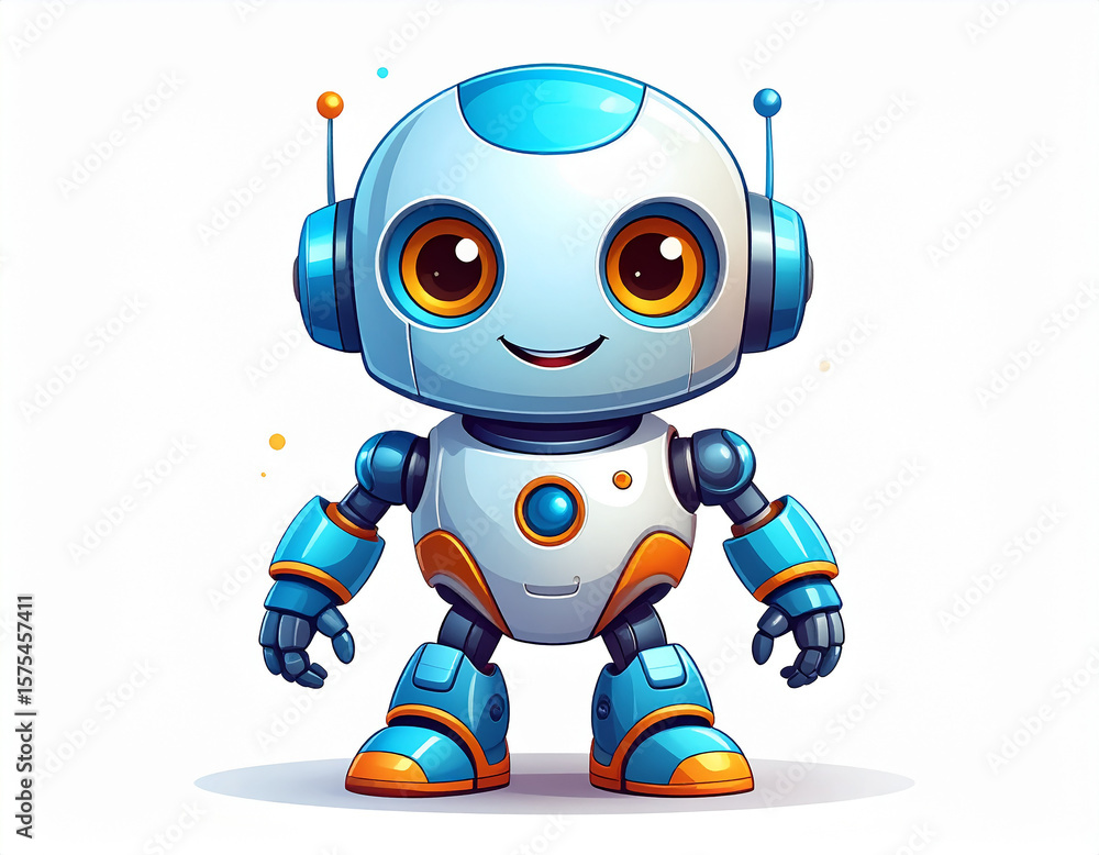 Friendly Robot Mascot Character: Cute Cartoon Illustration with Vibrant Colors, Clean Lines & Vector Art Style on White Background
Friendly Robot Mascot Character: Cute Cartoon Illustration with Vibrant Colors, Clean Lines & Vector Art Style on White Background