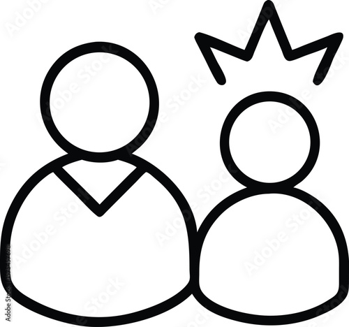 Two Person Icon, One with Crown, Leadership Team, Teamwork, Partnership, Success, Achievement, Collaboration, Business, Management, Unity, Growth, Strategy, Vision,...