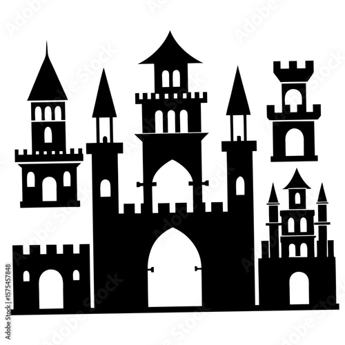 Wallpaper Mural Black castle silhouettes with arched windows and towers Torontodigital.ca