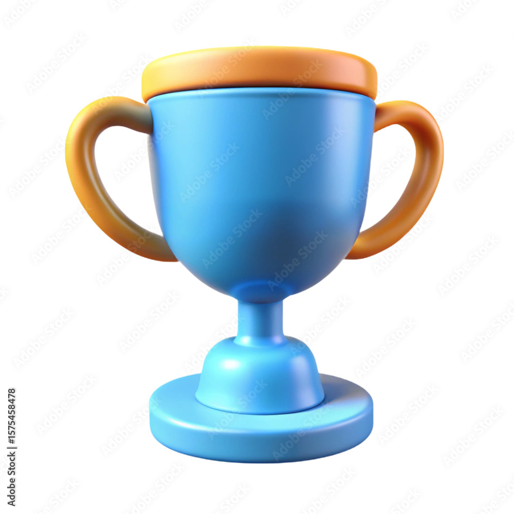 3d rendered blue trophy with orange accents representing achievement and success 3d rendered blue trophy with orange accents representing achievement and success