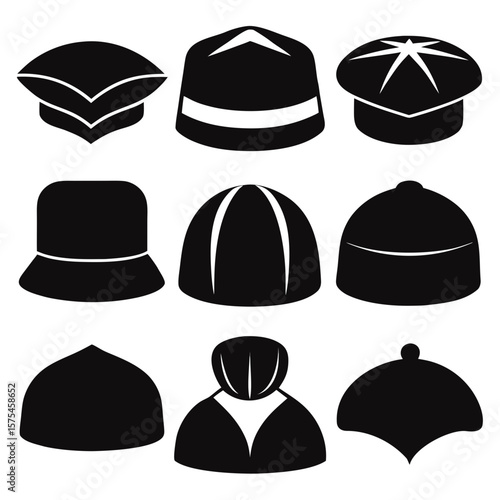 Black hat silhouettes collection headwear beanie