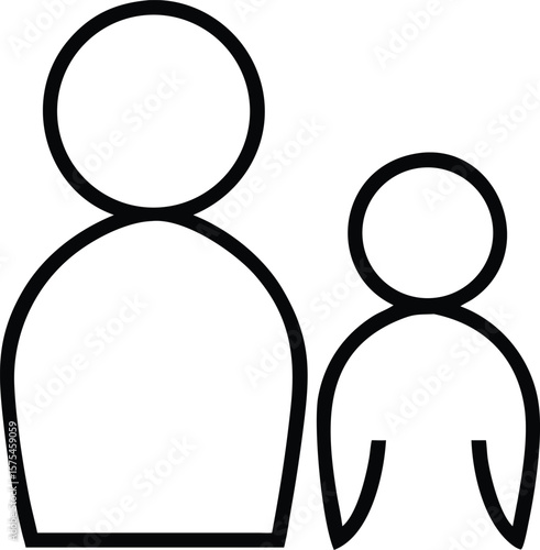 Simple Line Art Icon of an Adult and Child Together, Representing Family, Parenting, or Childcare.
