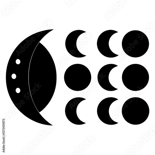 Black moon phase icons crescent gibbous full moon phases