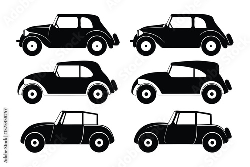 Classic Car Silhouette Collection: A meticulously crafted series of vintage car silhouettes, embodying the enduring charm and iconic design of a bygone era.