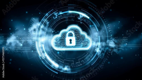 Wallpaper Mural Futuristic Cloud Storage Technology Merging Security, Artificial Intelligence, and Data Protection for Digital Future Torontodigital.ca