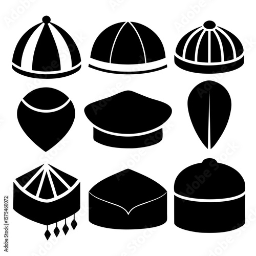 Black traditional hat silhouettes collection hats white
