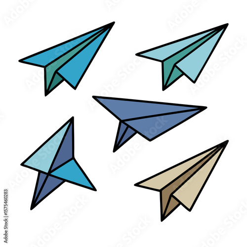 Free Download Blue and beige paper airplanes in flight origami - GFXLoad