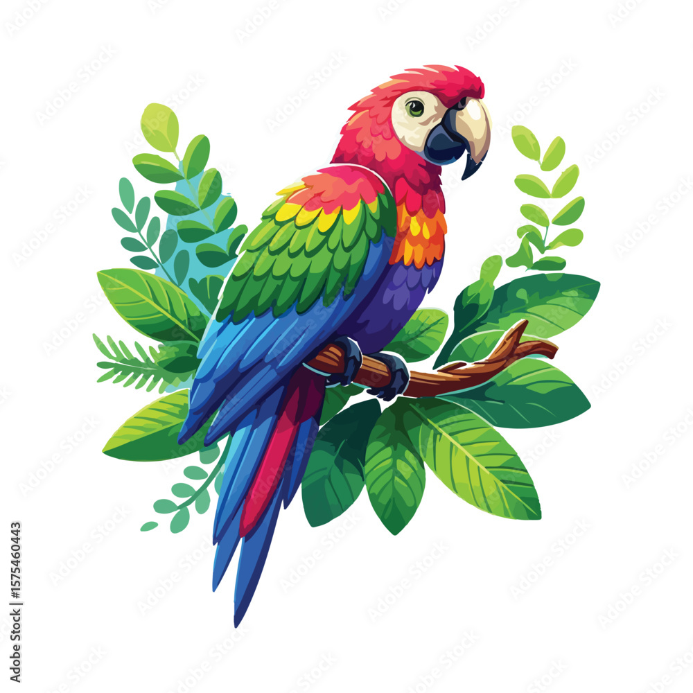 Obraz premium A colorful parrot sitting on a branch of a tree