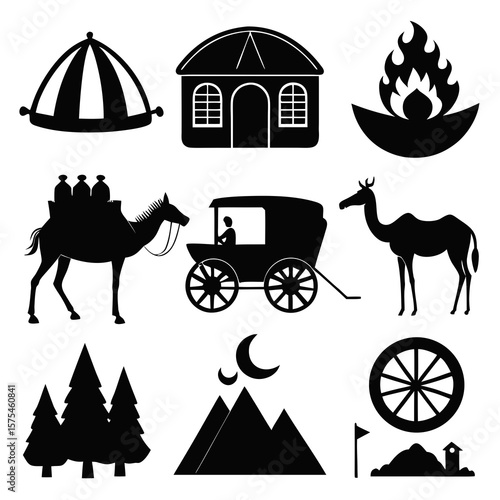 Caravan journey desert landscape elements camel travel