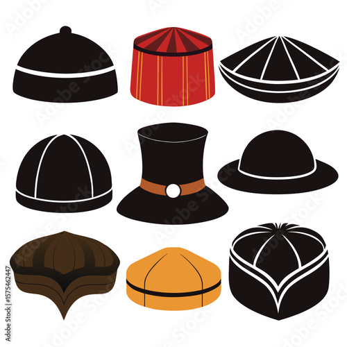 Diverse headwear collection traditional styles hats