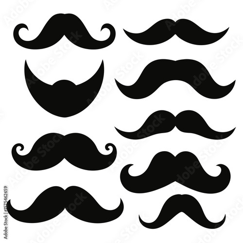 Diverse mustache shapes and styles facial hair black
