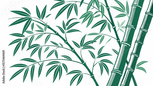 Green bamboo forest illustration background design for asian zen garden and nature inspired art prints decor