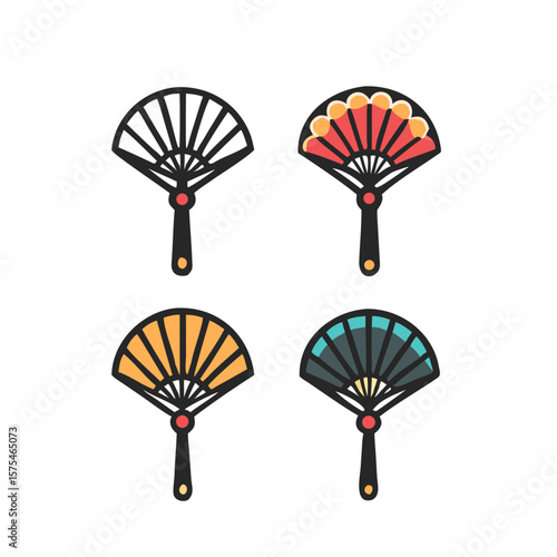 Four diverse cultural hand fans traditional accessories