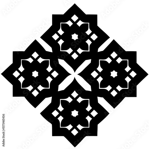 Intricate black arabesque geometric pattern design islamic
