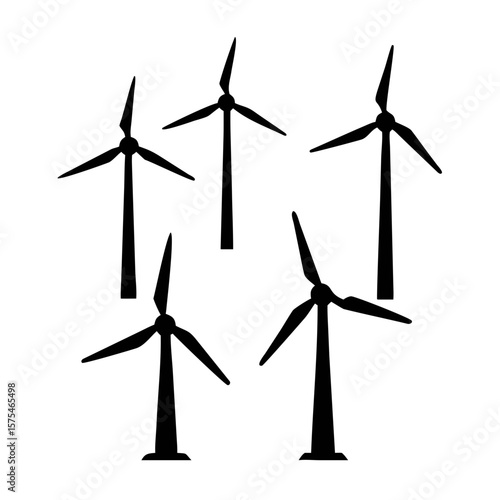 Four Wind Turbines in Motion energy power