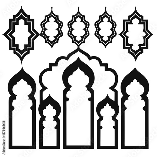 Islamic arabesque decorative frames and arches vector