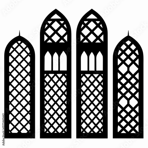 Islamic architectural window designs with geometric lattice patterns Islamic architecture
