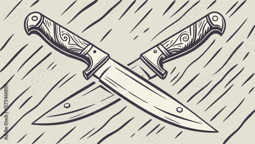 Vintage crossed knives illustration vector graphic design for hunting and outdoors themed projects and artwork