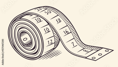Measuring tape vector illustration for sewing and tailoring projects, precise measurement tool for crafts