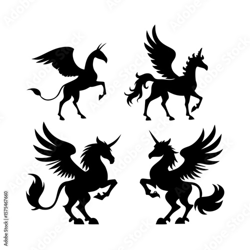 Majestic unicorn prancing with flowing mane fantasy
