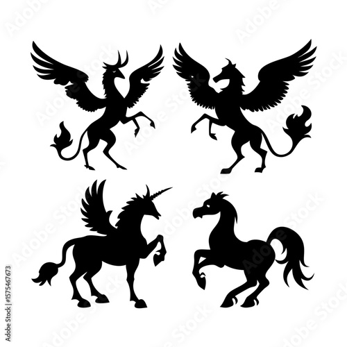 Majestic unicorn prancing with flowing mane fantasy