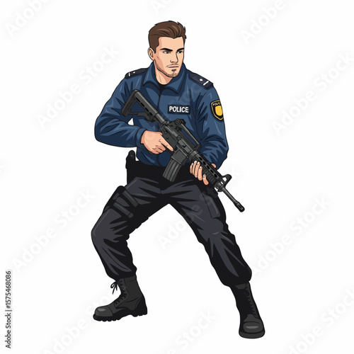 Brave Police Officers in Action Confronting Criminals During Dangerous Operation