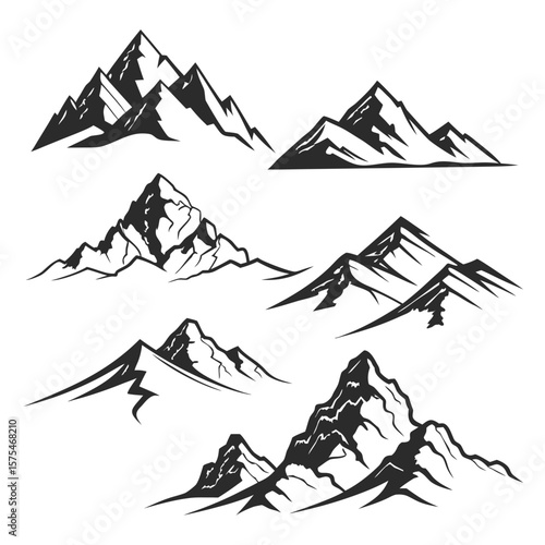 Mountain peaks landscape graphic silhouette