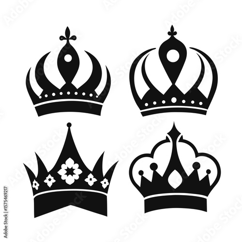 Royal crowns silhouette collection symbol regal