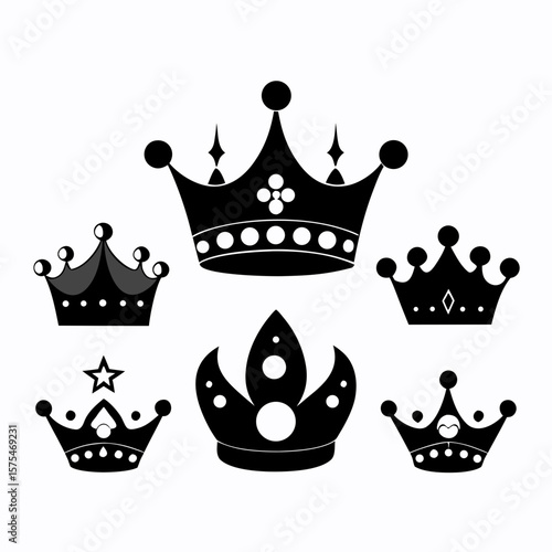 Royal crowns silhouette collection king queen