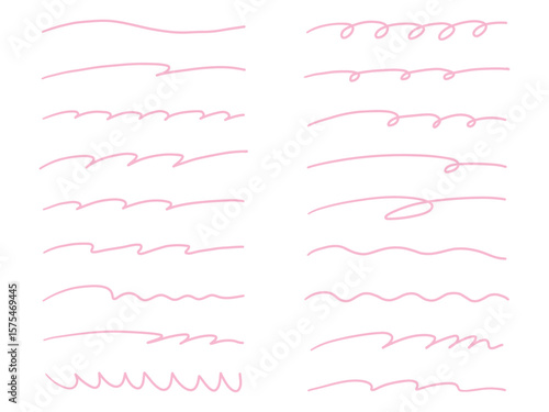 手書き風の線のベクターイラストセット。手描き、飾り、落書き、線画