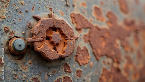 Intriguing Close-Up of Corroded Metal: Exploring Textures and Decay for Grunge Backgrounds and Industrial Design Concepts