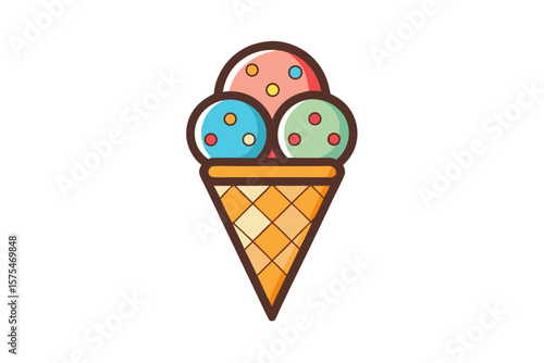 crunchy waffle cone two scoops sprinkle dessert