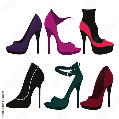Six colorful high heel shoes high heels fashion