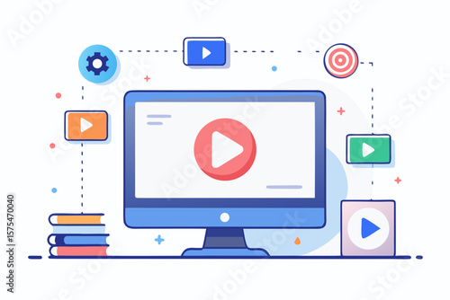 Monitor Screen Play Button Timeline Display Layout
