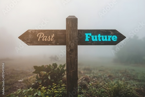 Signpost with past and future direction choices